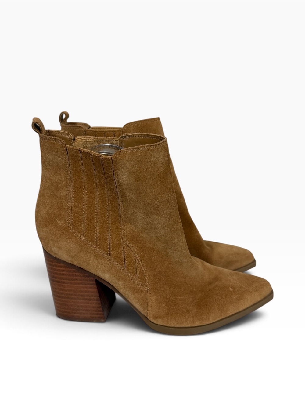 MARC FISHER Women's 10M Alva Tan Sued Block Heel Bootie